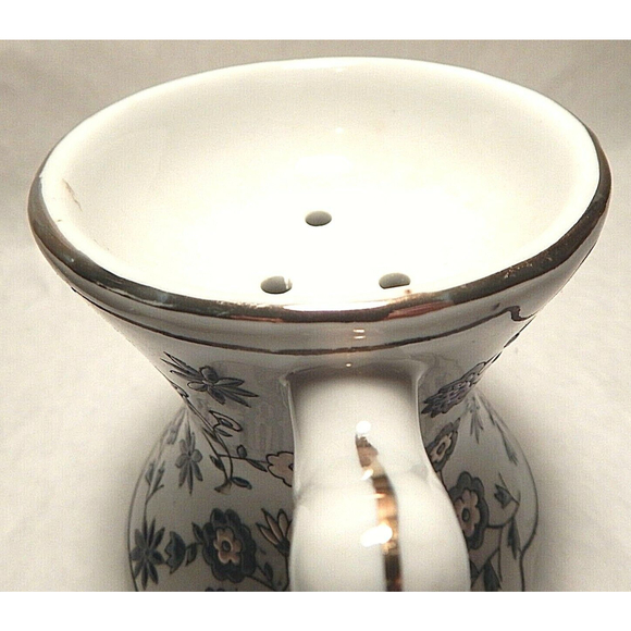 Pottery Shaving Scuttle Mug White with Blue Flowers Unbranded - Picture 11 of 12